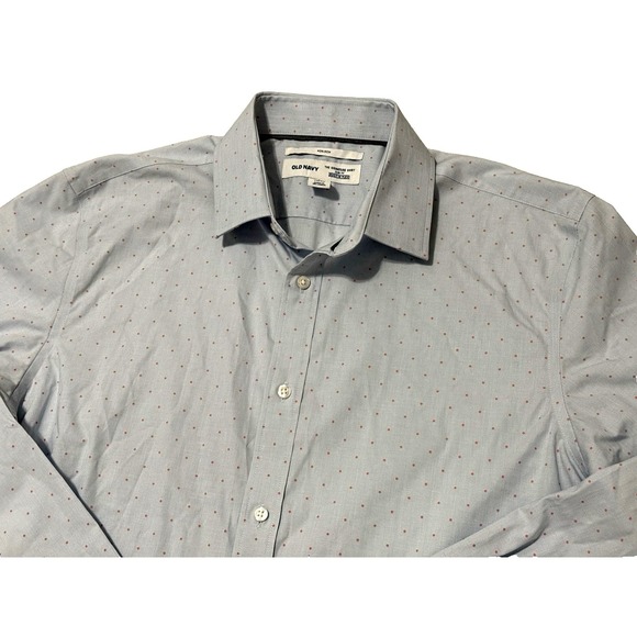 NWT Old Navy The Signature Shirt Slim Fit Purple Red Polka Dots Shirt Size L MS1 - Picture 5 of 15